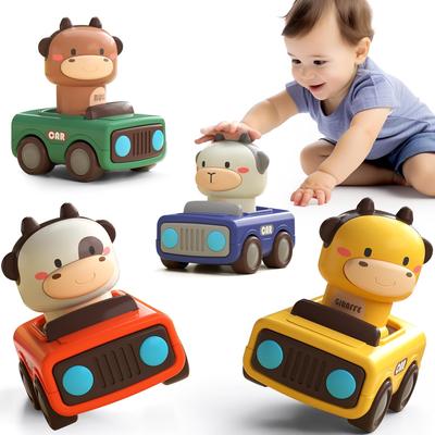 Press and Go Car Toys for Toddlers Animal Baby Car Toys Push Go Friction Vehicle Toys for Infants Birthday Gifts for Boys Girls