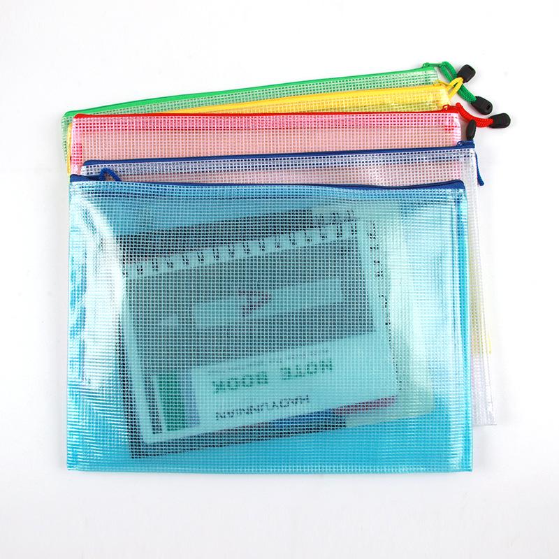 A4 Transparent Mesh Zipper File Bag - Office & Business Document Tote