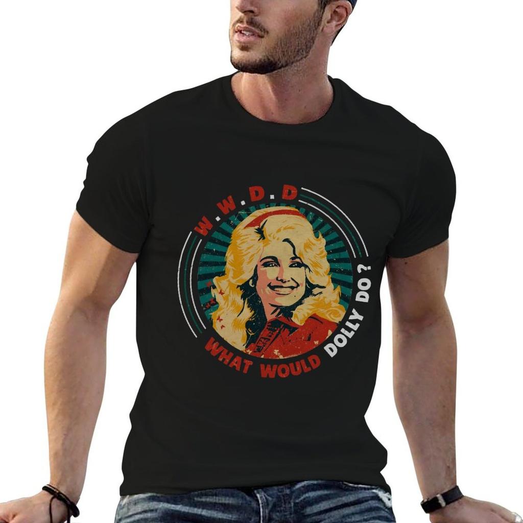 Vintage Dolly Parton Wwdd What Would Dolly Do Tshirt Basic Solid Color Short Sleeve Cotton Top
