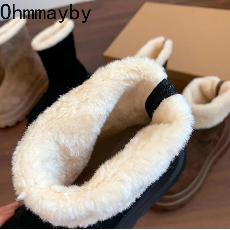 Winter Plush Women Short Boots Fashion Platform Thick Heel Ankle Booties Autumn Winter Keep Warm Shoes