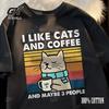 I Like Cats and Coffee Men Women T-Shirt Cotton Tee Clothes Hip Hop Loose Tshirt Casual Crewneck T-Shirt Streetwear Couple