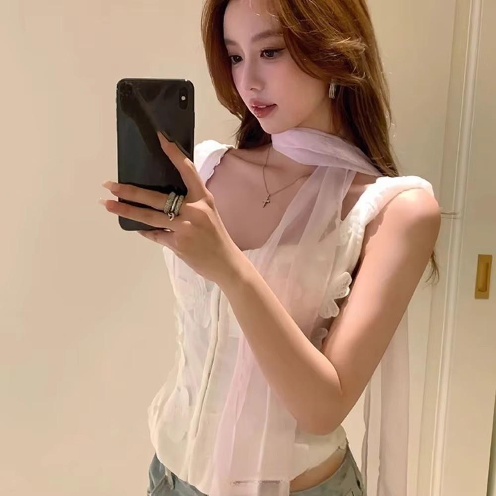 Thin Long Silk Scarf Soft Ribbon Neckerchief Elegant Ribbon Scarf For Women