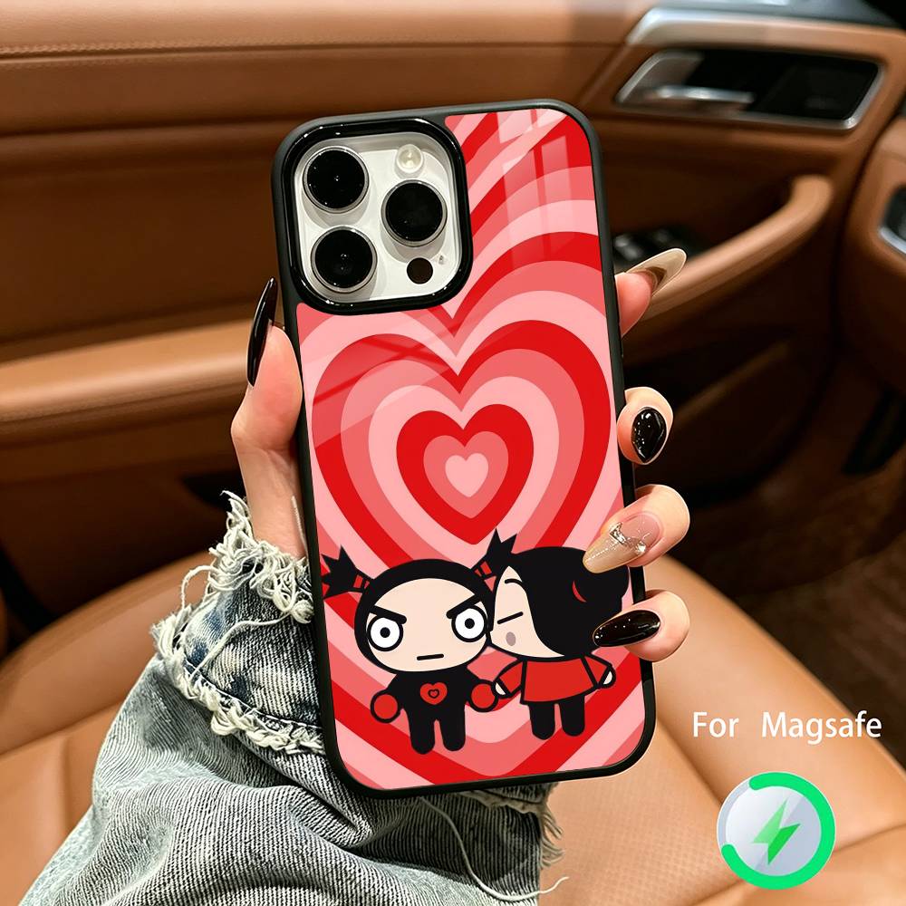 Cute Cartoon Pucca Garu Wireless charging phone case compatible with iPhone 17/16/15/14/13/12/11