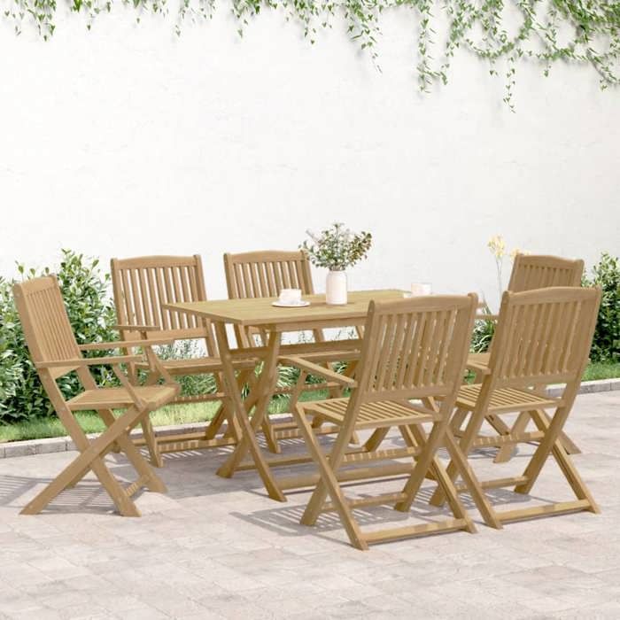 VidaXL Ensemble à manger de jardin 7 pcs Bois d'acacia solide, ensemble de salle à manger d'extérieur, meuble de salle à 3214235