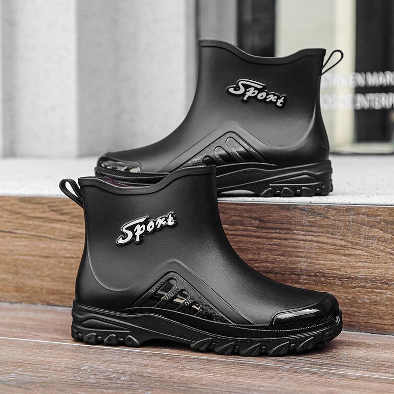 

Rain shoes men s fashion non-slip medium tube rain boots takeaway rider waterproof outdoor construction site water shoes fixed wool mouth 39