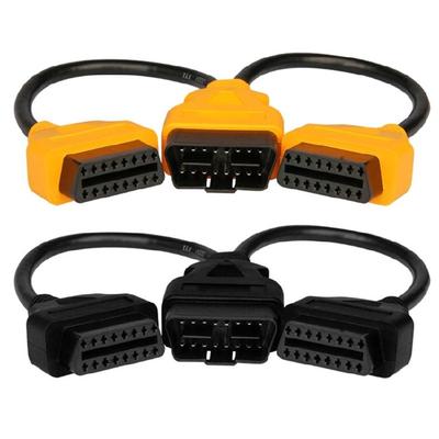 16Pin OBD 2 Extender OBD2 16 Pin Male To Double Female Y Splitter Elbow OBDII Extension Connector Cable