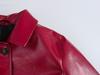 2025 Spring Women's Red Glossy Leather Lapel Jacket – European & American Style