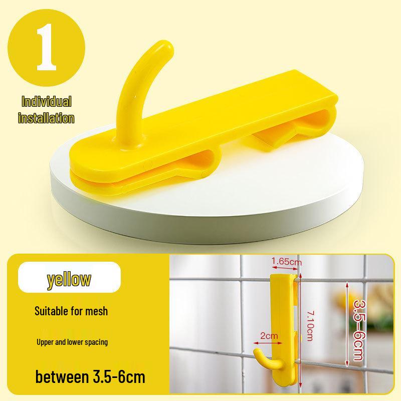 Nail-Free Grid Panel Hook for Wire Mesh Shelves - No-Drill Wall Storage Hooks for Kindergarten Display