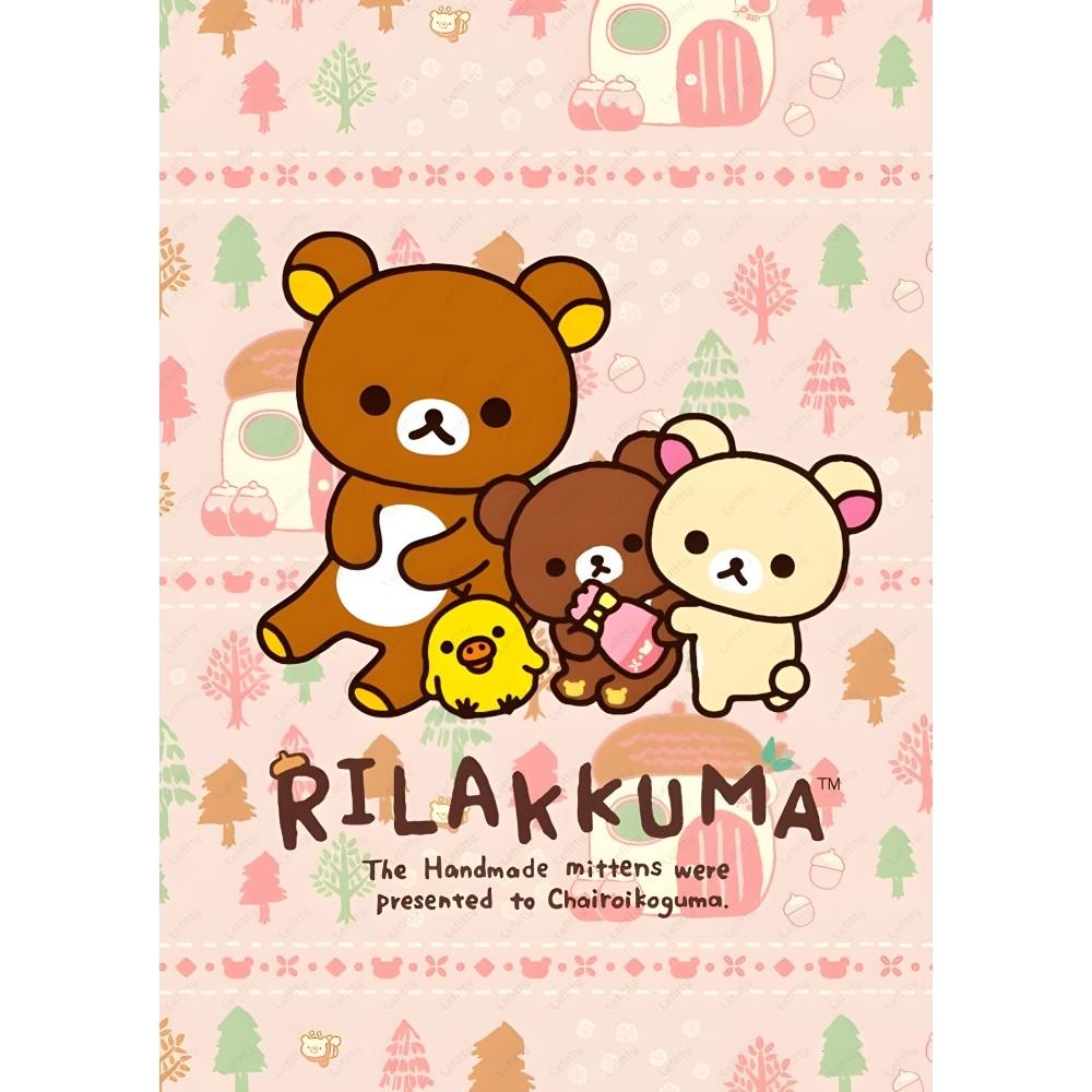 Uroczy Kreskówkowy Anime Rilakkuma Klasyczny Plakat HD 4K Samoprzylepny Druk na Ścianę Wodoodporny Wystrój Estetyczny do Domu Salonu Sypialni Baru