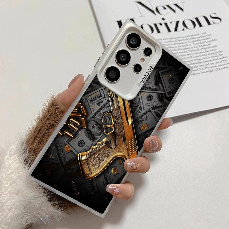 Gold Gun Bullets AK47 Handgun Shockproof Phone Case for Samsung Galaxy S26 Edge S25 Ultra S24 FE S23 Plus S21 Cover Anti Fall Fu