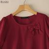 ZANZEA Women Casual Round Neck Solid Color Elegant Short Sleeve Blouse