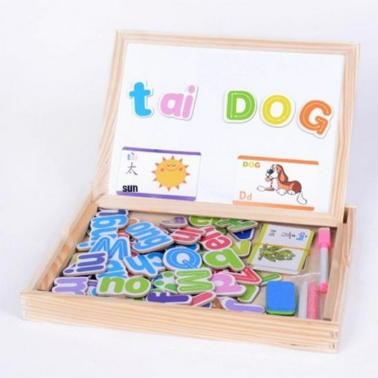 Multifunctional Children's Educational Wooden Puzzle: Magnetic Pinyin Letters & Drawing Board