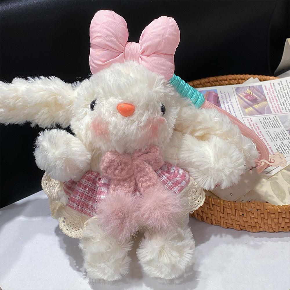 Creative Plush Rabbit Doll Pendant Lop Ears Cartoon Doll Keychain Bowknot Stuffed Hanging Decoration Gifts