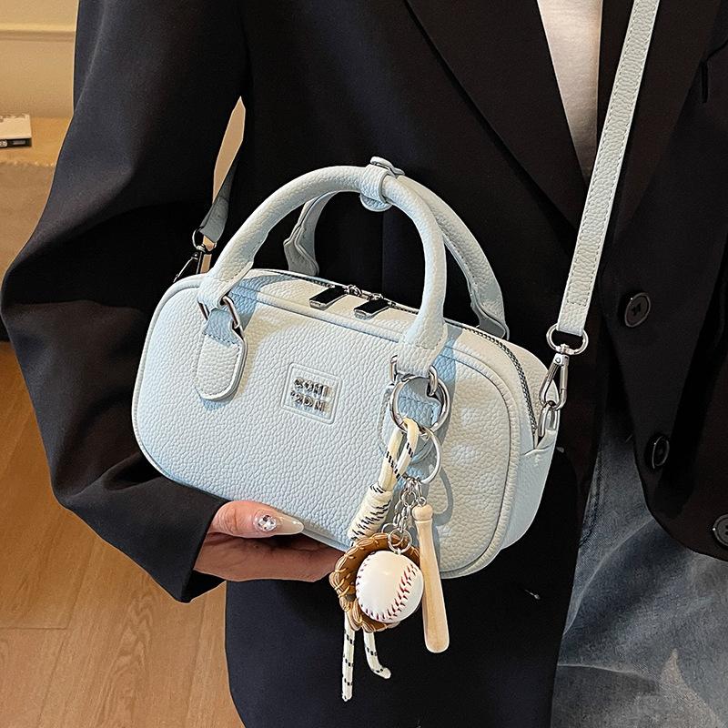 New Niche Lychee Pattern Portable Bowling Bag, High-end Temperament Versatile Messenger Women's Bag