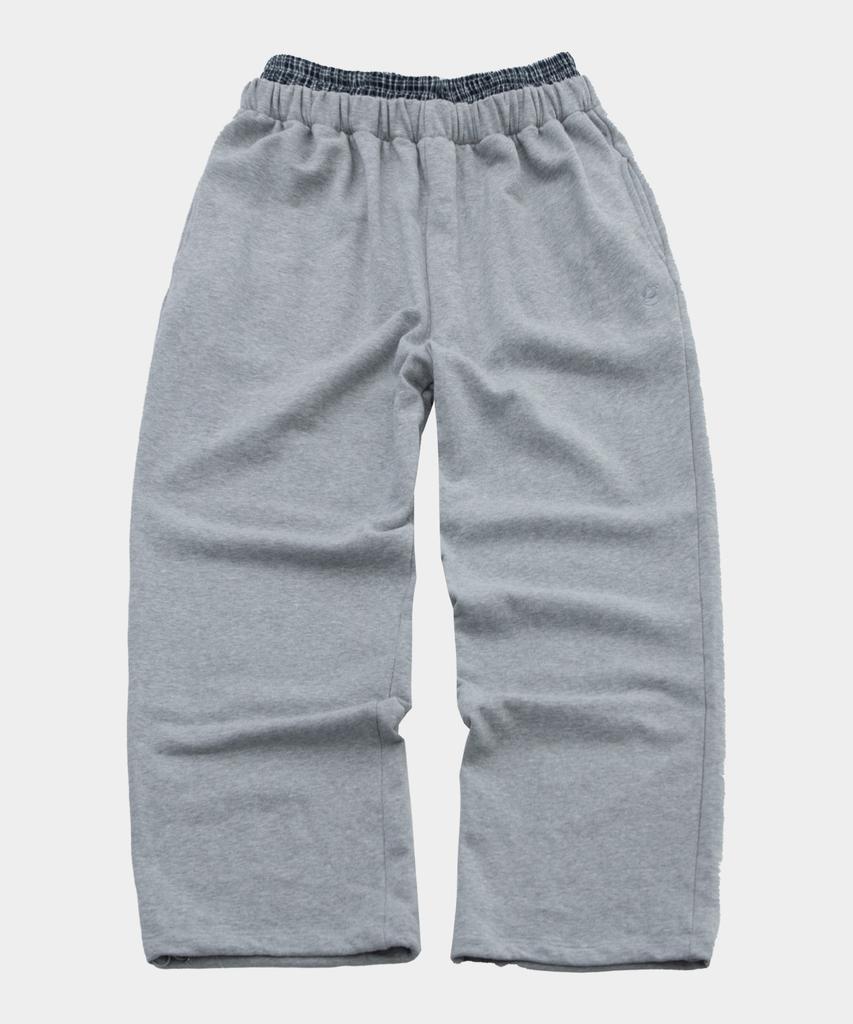 SOMEPLACE MAN Check Waist Layered Patch Point Wide Training Cotton Pants_2 Colors