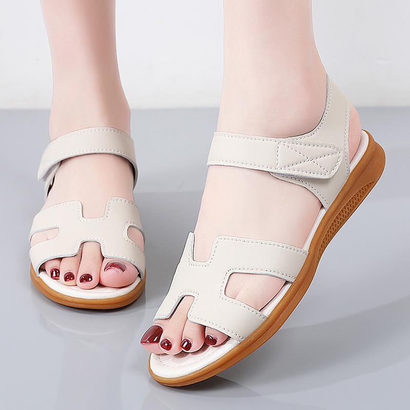 Women Black Sandals Summer White Dressy Open Toe Casual Flats Sandals Plus Size