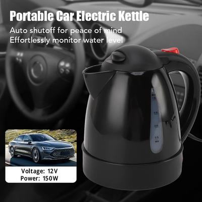 150W 1L Taşınabilir Araba Elektrikli Su Isıtıcısı Çakmaklı Yolculuk 12V Kamyon Isıtmalı Su Çay Kahve Su Isıtıcısı Otomatik Kapanma