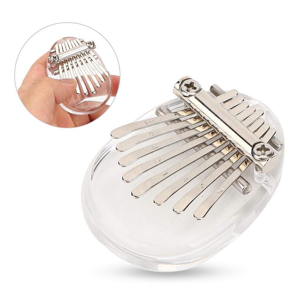 

Калимба 8 клавиш мини портативная акриловый материал украшение подарок музыкальный инструмент овальный кристалл