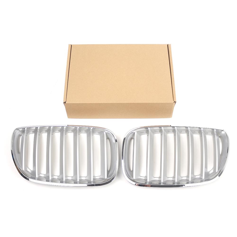 1 Pair Car Grilles 51137113733 51137113734 Anti-scratch ABS Car Front Hood Grill Front Upper Grilles for BMW X5 E53 04-06