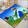 Cartoon Cricket Bee Green Leaf Summer Scene Print Area Rug Non‑Slip Rectangular Floor Mat Home Decor