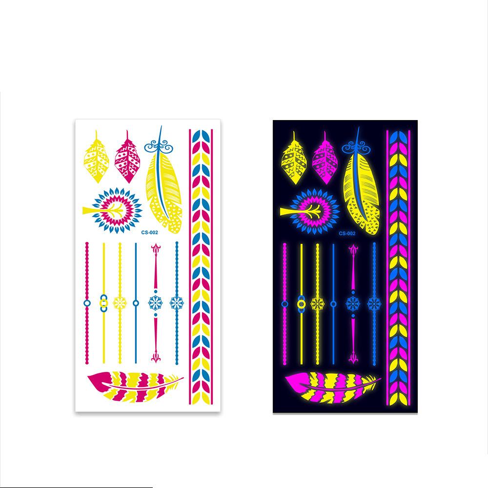 Halloween Fluorescent Stickers Funny Arm Ghost Face Waterproof Tattoo Stickers Women Men Party Supplies Masquerade Cosplay Props