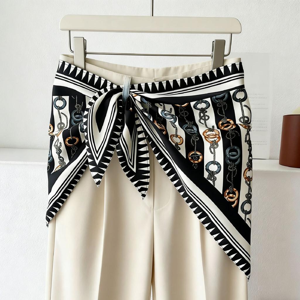 Spring and summer printed skirt women's triangle towel skirt curtain decorative belt towel stacked short skirt fart curtain new fashion