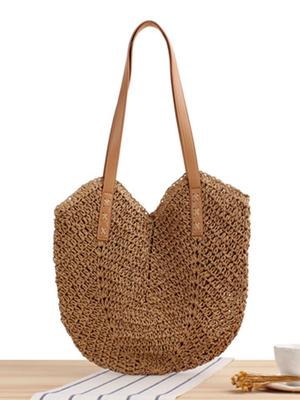 New Hollow Woven Shoulder Bag: Fashionable Casual Paper Rope Beach Tote for Women