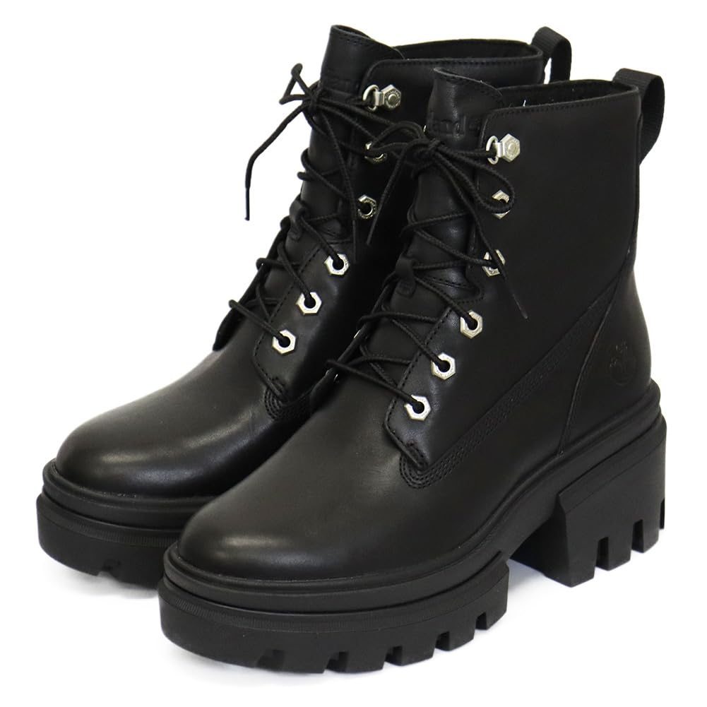 Timberland A41S7 EVERLEIGH LACEUP Everly US 7 6-inch Lace-Up Boots, Women's, Black, (approx. 24.0cm)