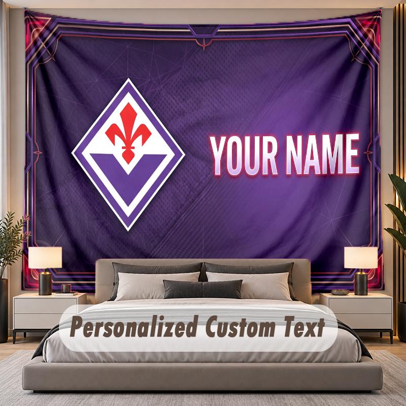 Custom Name Text Tapestry Fiorentina FC Personalized Polyester Wall Tapestry For Bedroom And Room