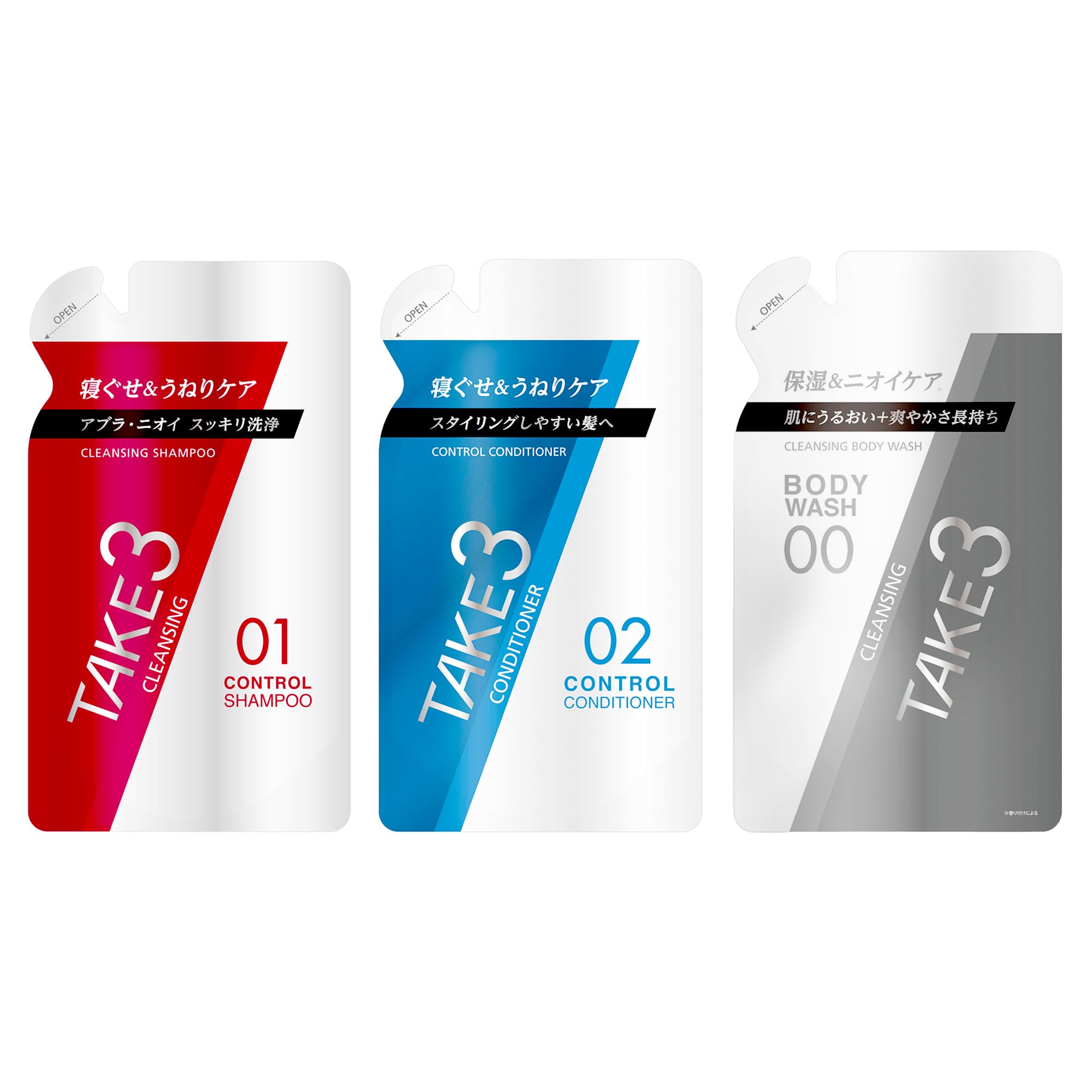 

TAKE3 Hair Body Care Refill Set Control Shampoo Cleansing 320 мл Control Conditioner 320 г Очищающий гель для душа 320 мл Мужской набор из 3 предметов