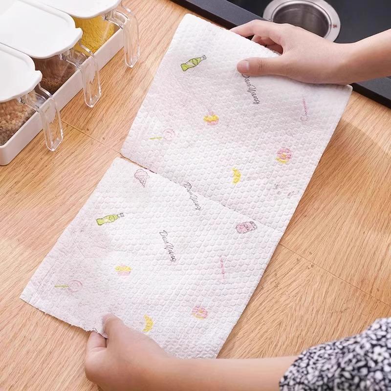 Lazy Rags Thickened Disposable Kitchen Towels: Large, Absorbent, Non-Stick, Lint-Free for Dry/Wet Use.