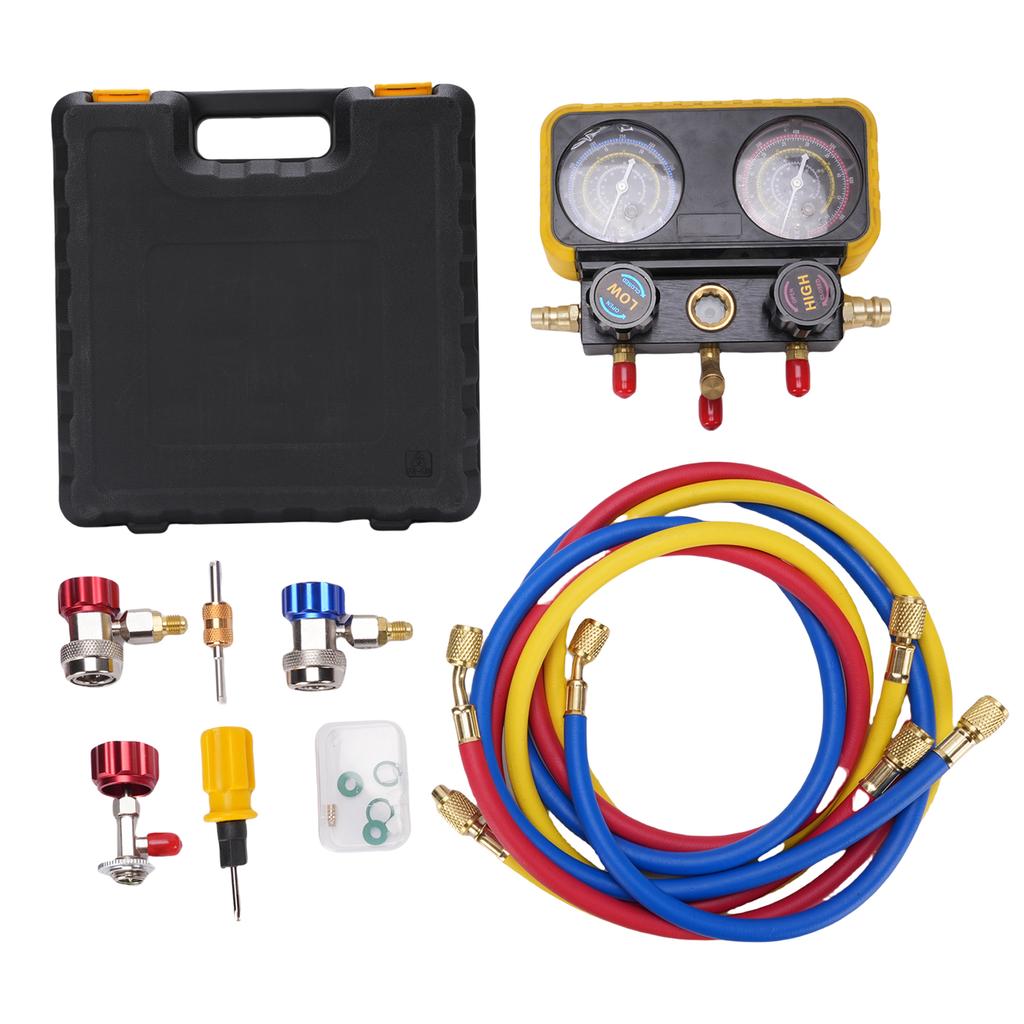 AC Manifold Gauge Set Automotive Manifold Gauge with 3 Hoses Replacement For R410A R32 R134A R22
