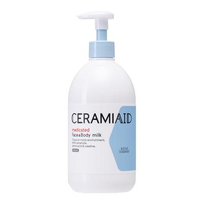 KOSE CeramiAid Medicated Skin Milk for Face and Full Body Sensitive 450ml Face Body Cream Body, Moisturizing, Skin, Baby-Friendly, Pump, Cream,