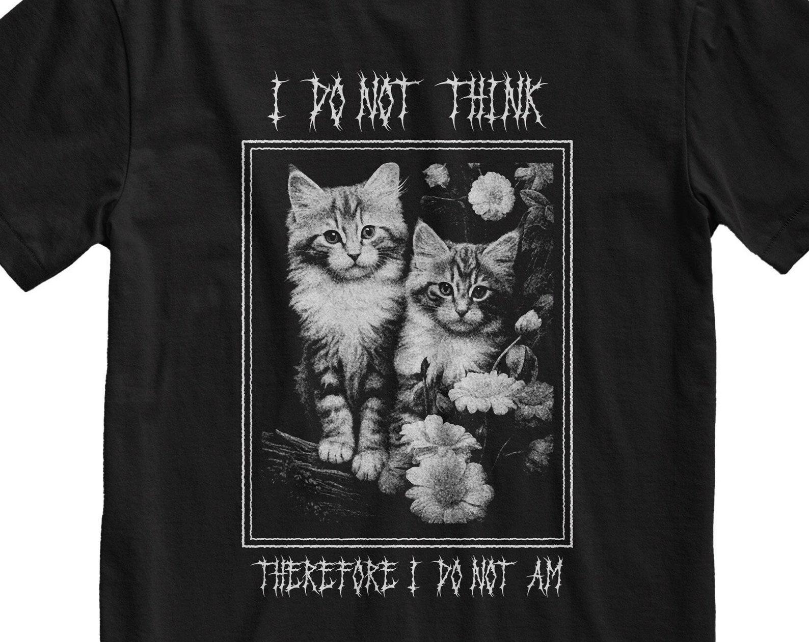 Gothic Cat T-Shirt: Alternative Grunge Graphic Tee M