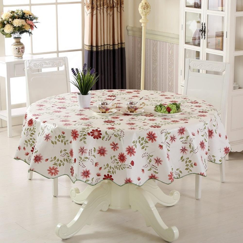 New 150cm Table Cushion Round Oil Resistant Flower Tablecloth Waterproof Washable Tea Table Cloth Hotel Restaurant