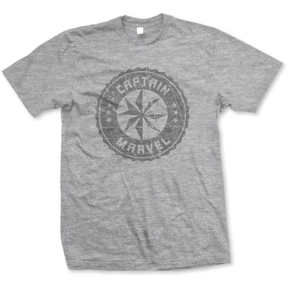 Marvel Comics Captain Marvel Grey Circle Official Mens Unisex T-Shirt L