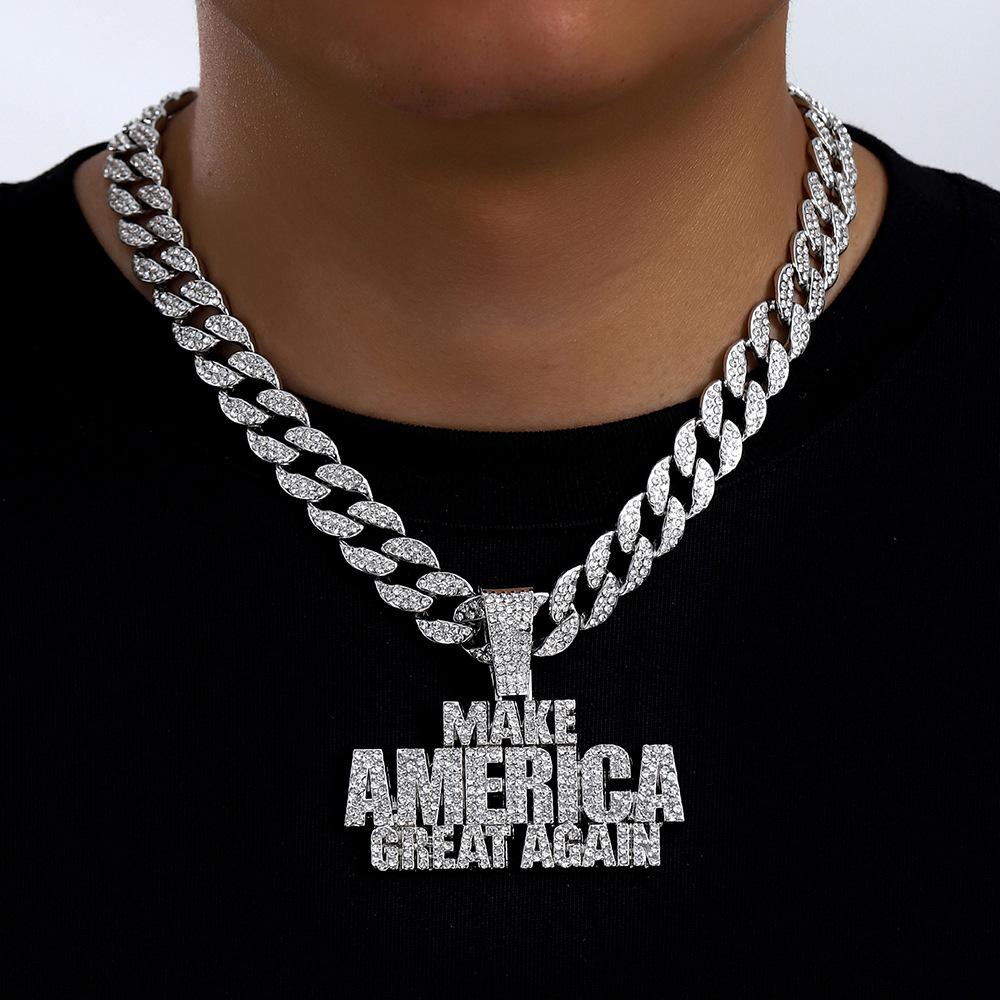 

Чоловічий хіп-хоп, намисто з підвіскою з повним діамантовим написом, крутий панк-ланцюжок, аксесуари