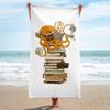 Octopus Reading Books Beach Towel, Cartoon Art Design, Soft Lightweight Pool Towel for Beach Vacation