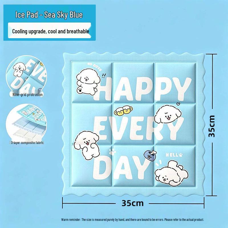 Summer Cooling Cartoon Ice Pad Seat Cushion for Office, Students, and Pets синий