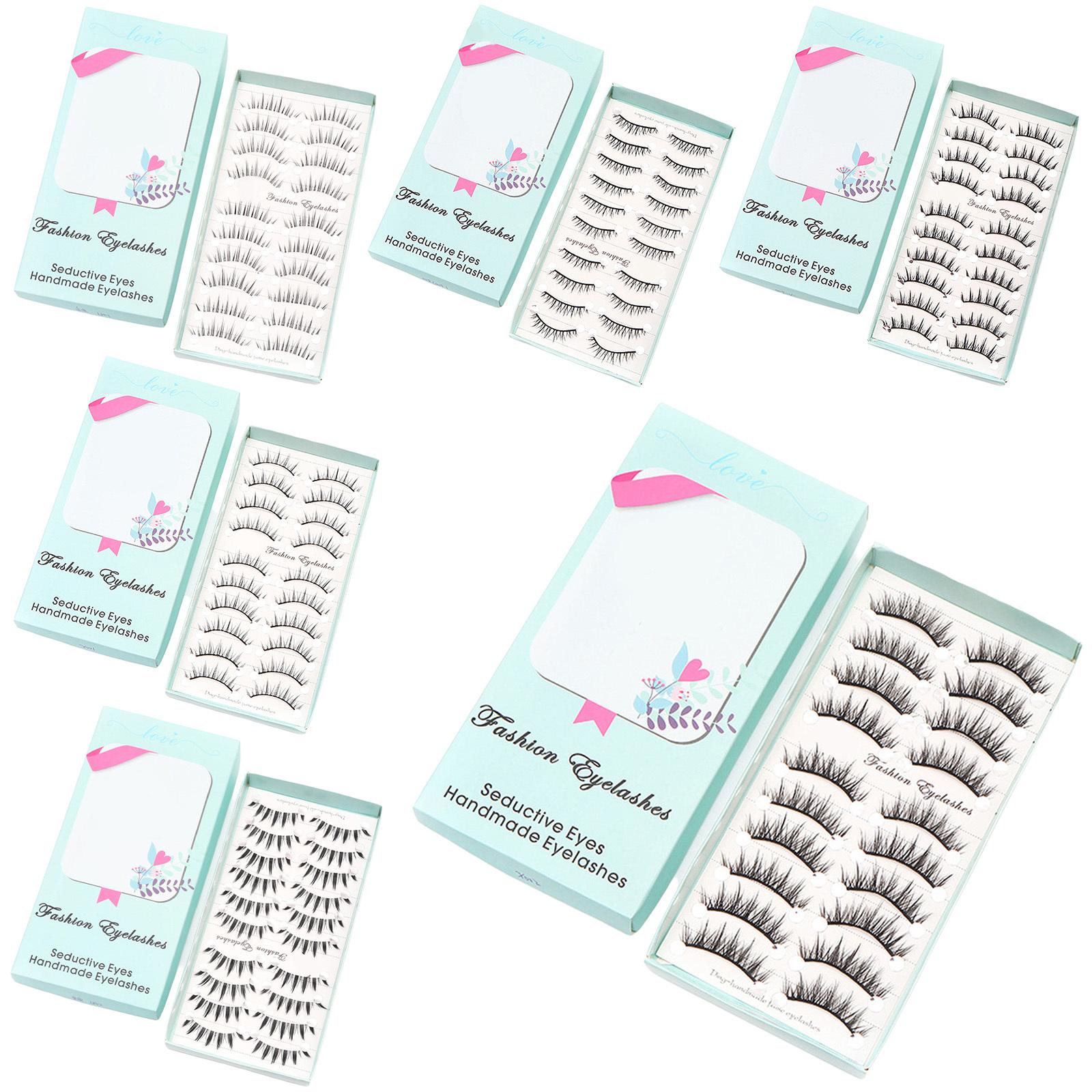 

10 Pairs Womens Girls Natural Looking Fake Eyelashes Set Fluffy Curly Wispy Lashes Reusable Cruelty Free Makeup Accessories for Daily Wear One Size