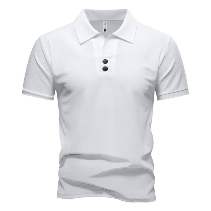 Herren Schwarzes Kurzarm Unifarbenes Poloshirt