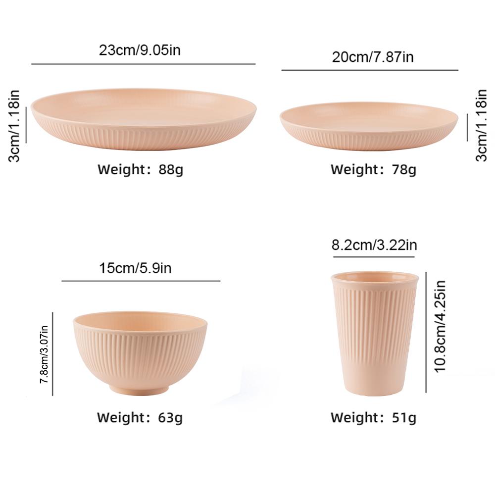 16 Pieces Wheat Straw Cutlery Set Tableware Unbreakable Kitchen Cutlery Kids Eco Friendly Dishes Eating Dinnerware Camping