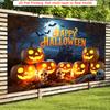 Party Backdrop Halloween Castle Flat Spooky Pumpkin Scary Skulls Photo Background Decor Party Decor