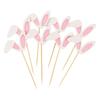 12pcs Easter Bunny Ears Cupcake Toppers Happy Easter Cute Rabbit Cake Topper Food Picks Kids Birthday Party Decoration Supplies