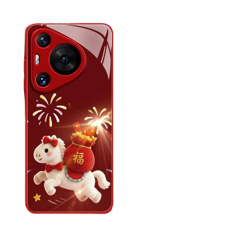 Suitable for Huawei pura70pro mobile phone case, new Year of the Horse pura80pro + red case p70 protective case