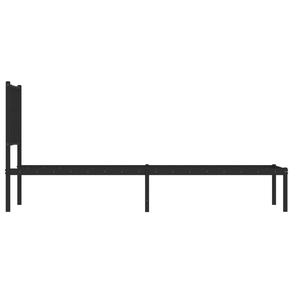 Vidaxl Metal Bed Frame with Headboard, Black, 75X190 Cm