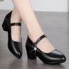 Women's Medium Heel Pumps - Soft Leather Non-Slip with Adjustable Buckle, Comfortable for Daily & Casual Wear