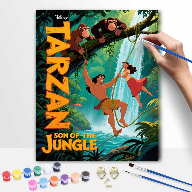 Disney Tarzan Jungle Adventure Handmade Diy Oil Painting Digital Painting Kit Home Living Room Entrance Decoration Hanging Painting