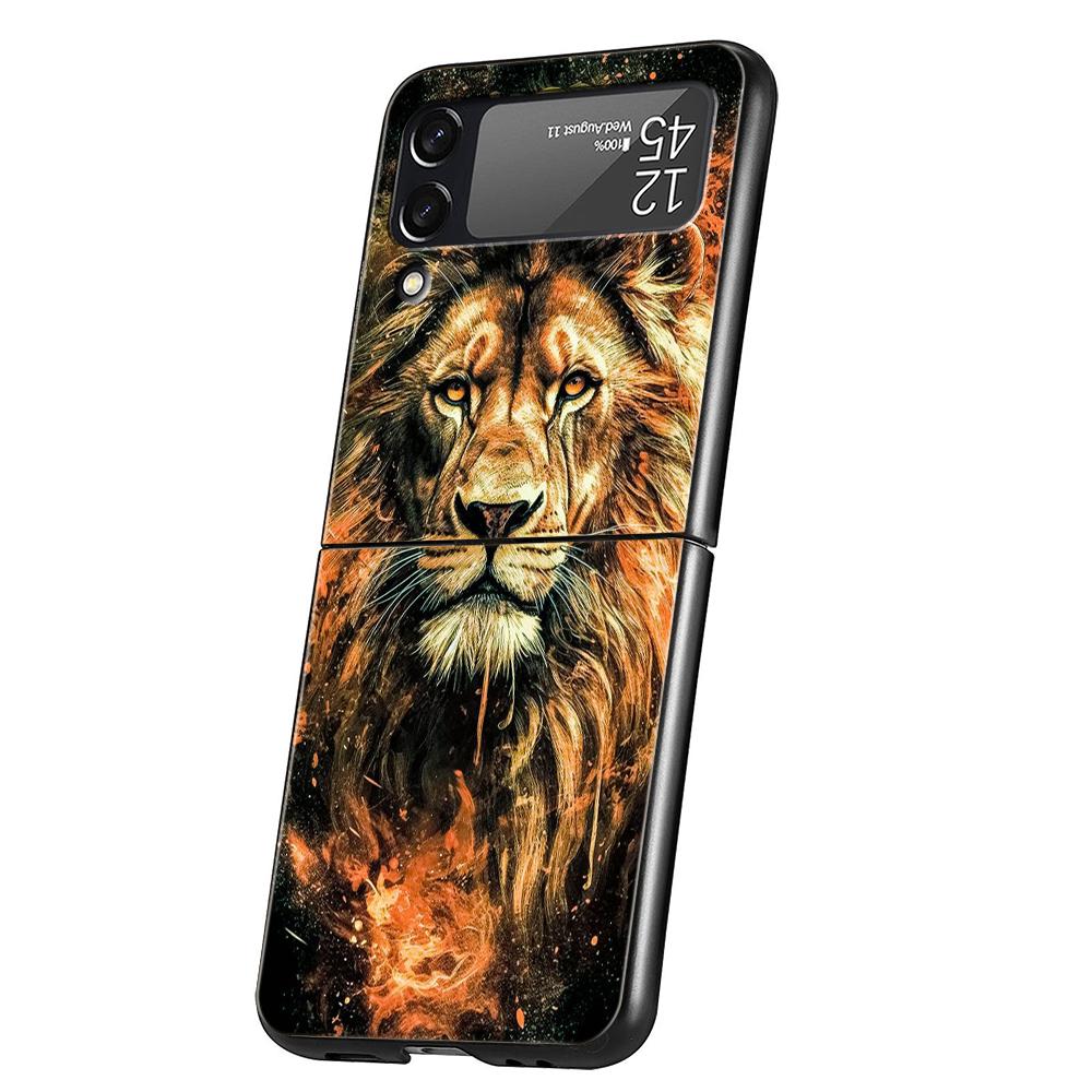 The Lion Hard PC Phone Case For Samsung Galaxy Z Flip 4 5 6 Transparent Cover For Galaxy Z Flip 3 Foldable Shockproof Cases Capa