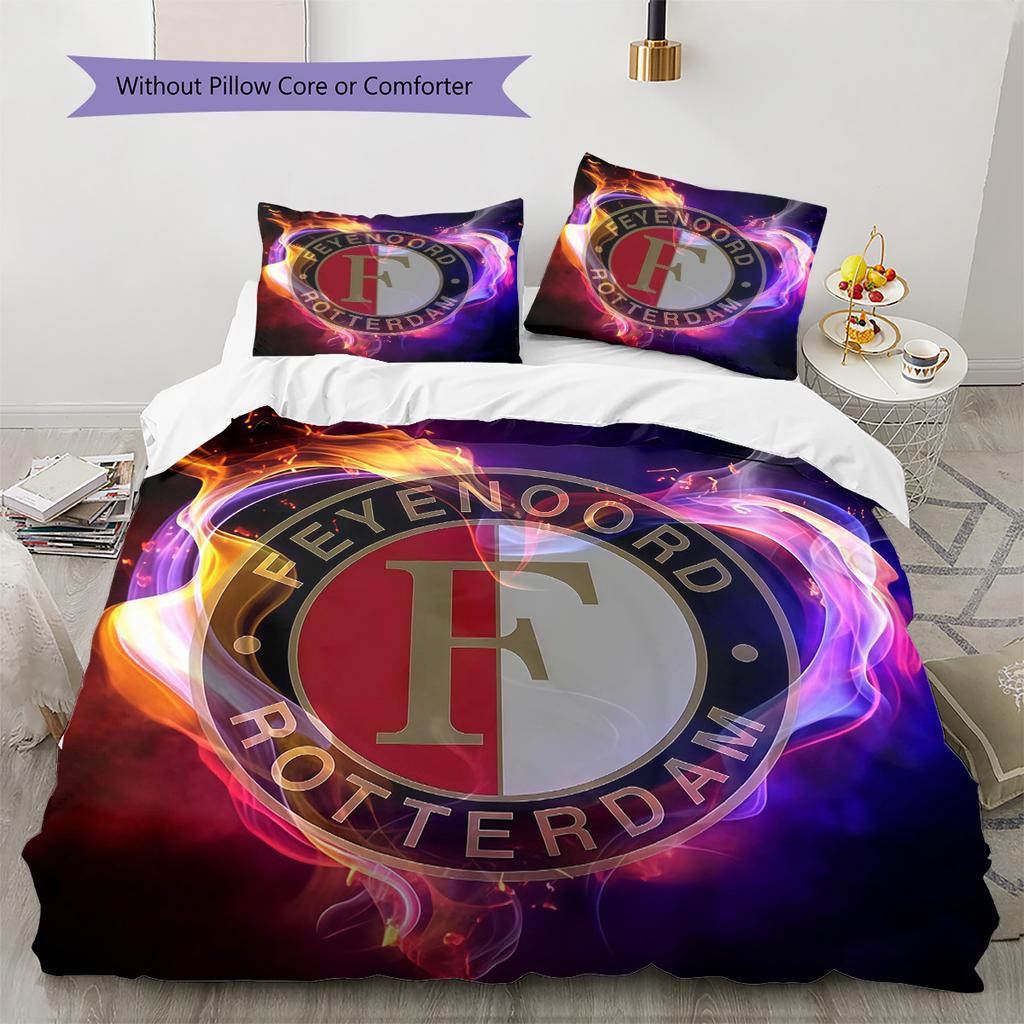 Feyenoord logo Pattern Bedding Quilt Set Quilt Cover Pillowcase Home Decoration Birthday Gift (1 * duvet cover + 2 * pillowcase, without core)